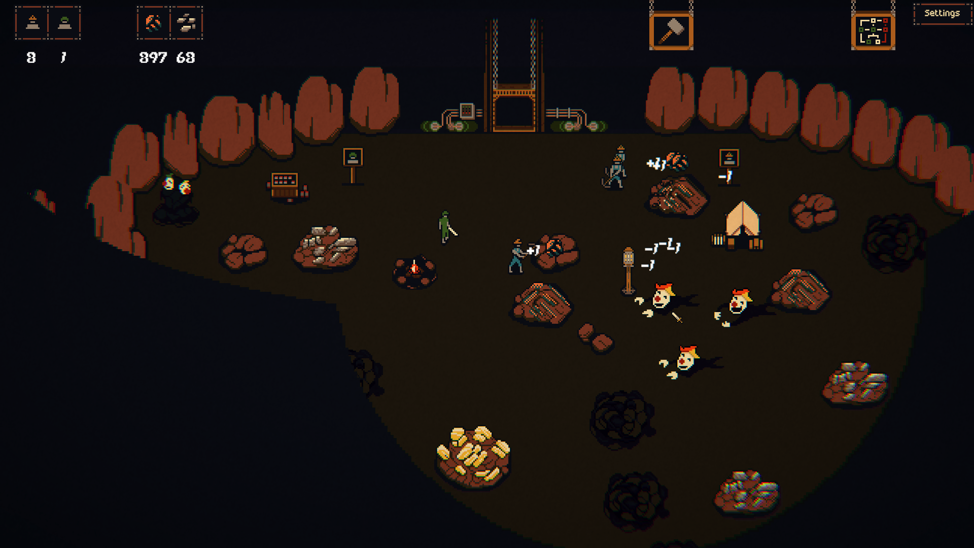 Clown Hole cavern with lamps and clown defense