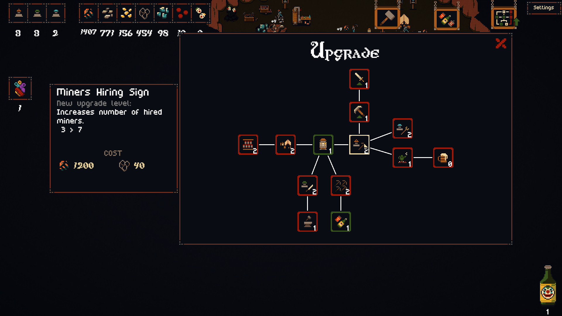 Clown Hole upgrade tree